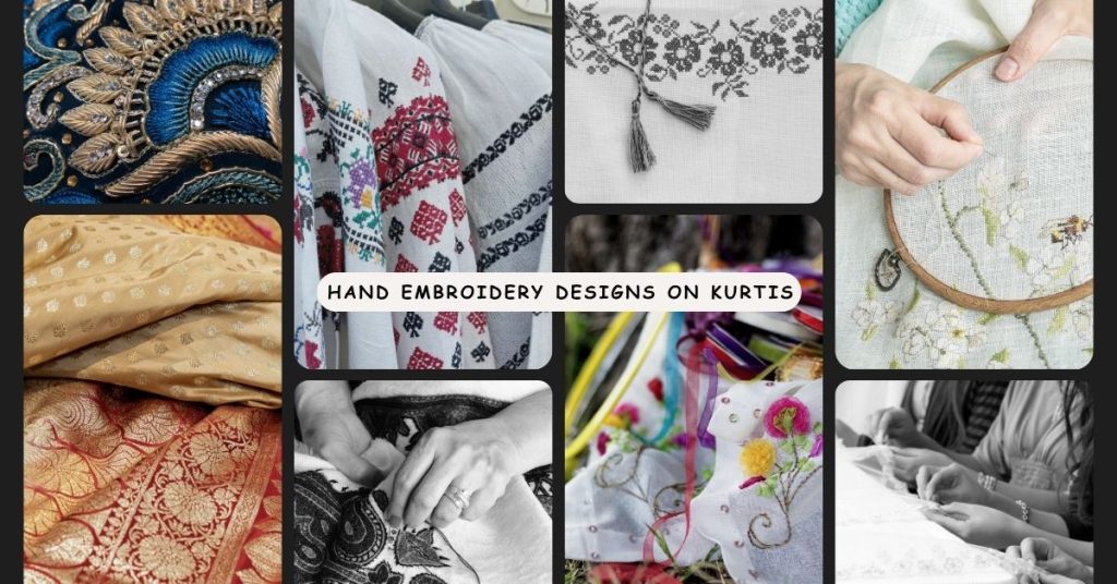 Simple Hand Embroidery Designs on Kurtis